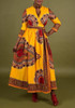Yellow Floral Tribal Print Dashiki Bohemian Irregular Slits V-neck Boho Maxi Dress