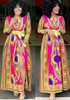 Yellow-Red Tribal Floral Print Sashes Site Slit Bohemian Homecoming Maxi Dress