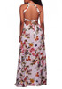 Black Floral Print Tie Back Buttons Cut Out Side Slit Fashion Maxi Dress