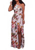 Black Floral Print Tie Back Buttons Cut Out Side Slit Fashion Maxi Dress