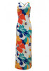 Orange Floral Cross Back Pleated Bodycon Beach Backless Clubwear Bohemian Maxi Dress