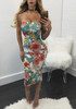 White Floral Bandeau Backless Bodycon Bohemian Clubwear Party Elegant Maxi Dress