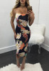Black Floral Bandeau Backless Bodycon Clubwear Party Elegant Maxi Dress