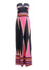 Red Floral Bandeau Side Slit V-neck Maxi Dress Red Floral Bandeau Side Slit V-neck Maxi Dress
