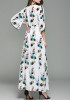 White Floral Sashes Bohemian Slit Casual Maxi Dress