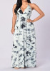 White Floral Print Tie Dye Halter Neck Tie Back Bohemian Maxi Dress White Floral Print Tie Dye Halter Neck Tie Back Bohemian Maxi Dress