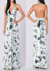 White Floral Print Tie Dye Halter Neck Tie Back Bohemian Maxi Dress White Floral Print Tie Dye Halter Neck Tie Back Bohemian Maxi Dress