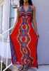 Red Tribal Floral Print Draped Backless Halter Neck Oversize Bohemian Maxi Dress Red Tribal Floral Print Draped Backless Halter Neck Oversize Bohemian Maxi Dress