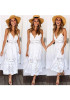 White Floral Condole Belt Cut Out Lace Plunging Neckline Fashion Midi Dress White Floral Condole Belt Cut Out Lace Plunging Neckline Fashion Midi Dress