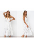 White Floral Condole Belt Cut Out Lace Plunging Neckline Fashion Midi Dress White Floral Condole Belt Cut Out Lace Plunging Neckline Fashion Midi Dress