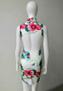 Casual White Floral Cut Out Round Neck Sleeveless Mini Dress