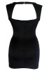 Casual Black Floral Zipper Cut Out Round Neck Mini Dress