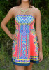 Casual Red Floral Bandeau Sleeveless Mini Dress