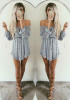 Casual Blue Floral Irregular Boat Neck Fashion Mini Dress