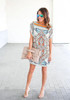 Casual New Women White Floral Print Irregular Chiffon Round Neck Mini Dress