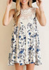 Casual New Women White Patchwork Lace Floral Draped Sleeveless Fashion Mini Dress