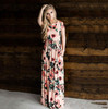 Summer Women Floral Print Short Sleeve Empire Waist Boho Party Long Beach Maxi Dresses
