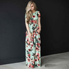 Summer Women Floral Print Short Sleeve Empire Waist Boho Party Long Beach Maxi Dresses