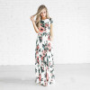 Summer Women Floral Print Short Sleeve Empire Waist Boho Party Long Beach Maxi Dresses