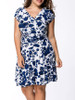Casual V-Neck Delightful Floral Printed Plus Size Flared Dress