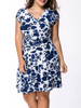Casual V-Neck Delightful Floral Printed Plus Size Flared Dress