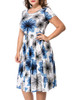 Casual Round Neck Drawstring Floral Printed Midi Plus Size Flared Dress