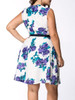 Casual Courtly Square Neck Floral Printed Plus Size Flared Dress