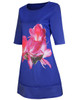 Casual Round Neck Floral Printed Plus Size Shift Dress With Half Sleeve