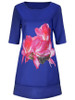 Casual Round Neck Floral Printed Plus Size Shift Dress With Half Sleeve