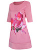 Casual Round Neck Floral Printed Plus Size Shift Dress With Half Sleeve