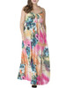 Casual Floral Pearl Printed Spaghetti Strap Racerback Plus Size Maxi Dress