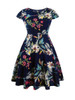Casual Elegant Round Neck Plus Size Flared Dress In Floral Printed