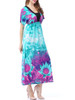 Casual Color Block Deep V-Neck Floral Plus Size Maxi Dress