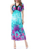 Casual Color Block Deep V-Neck Floral Plus Size Maxi Dress