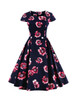 Casual Graceful Sweet Heart Floral Printed Plus Size Flared Dress