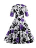 Casual Vintage Sweet Heart Floral Printed Plus Size Flared Dress