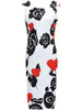 Casual Round Neck Slit Floral Heart Printed Bodycon Dress