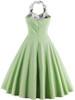 Casual Captivating Halter Bowknot Color Block Floral Skater Dress