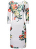 Casual Round Neck Floral Printed Courtly Bodycon Dress