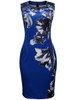 Celebrity Floral Printed Round Neck Slit Bodycon Dress