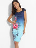 Casual Sweet Heart Floral Gradient Printed Bodycon Dress