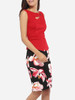 Casual Asymmetric Neckline Cotton Color Block Floral Patchwork Printed Bodycon-dress