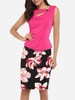 Single Button Asymmetric Neckline Cotton Color Block Floral Hollow Out Printed Bodycon-dress