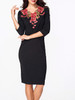 Casual V Neck Half Sleeve Floral Embroidery Bodycon Dress