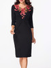 Casual V Neck Half Sleeve Floral Embroidery Bodycon Dress