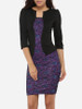 Asymmetric Neckline Dacron Color Block Floral Lace Patchwork Printed Bodycon-dress