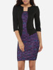 Asymmetric Neckline Dacron Color Block Floral Lace Patchwork Printed Bodycon-dress