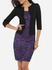 Asymmetric Neckline Dacron Color Block Floral Lace Patchwork Printed Bodycon-dress