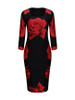 Casual Graceful Square Neck Color Block Floral Bodycon Dress