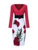 Casual Floral Printed Fantastic V Neck Bodycon Dress